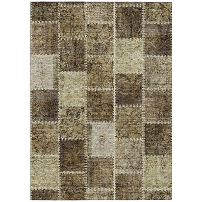 Machine Washable Indoor/ Outdoor Chantille Traditional Patchwork Rug