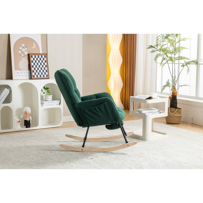 Teddy Fabric Rocking Chair with Adjustable Footrest