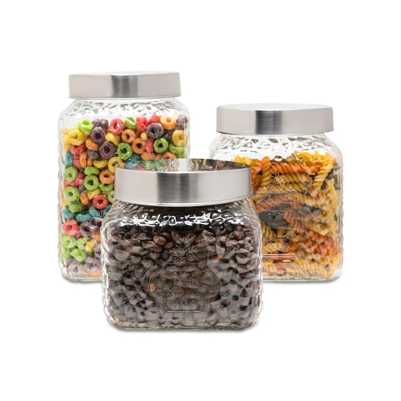 La Maison Hammered Glass Canisters Set Of 3
