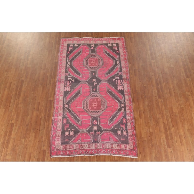 Over-Dyed Meshkin Persian Vintage Area Rug Handmade Wool Carpet - 5'2"x 9'4"