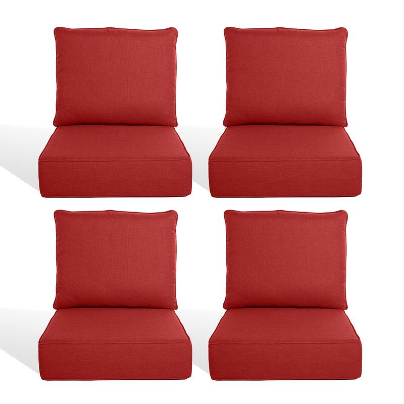Pocassy 22"x24"x6" Thick Cushions Pillows Indoor & Outdoor Cushion - 4 Set Seat & Back Cushion - Red Cushion