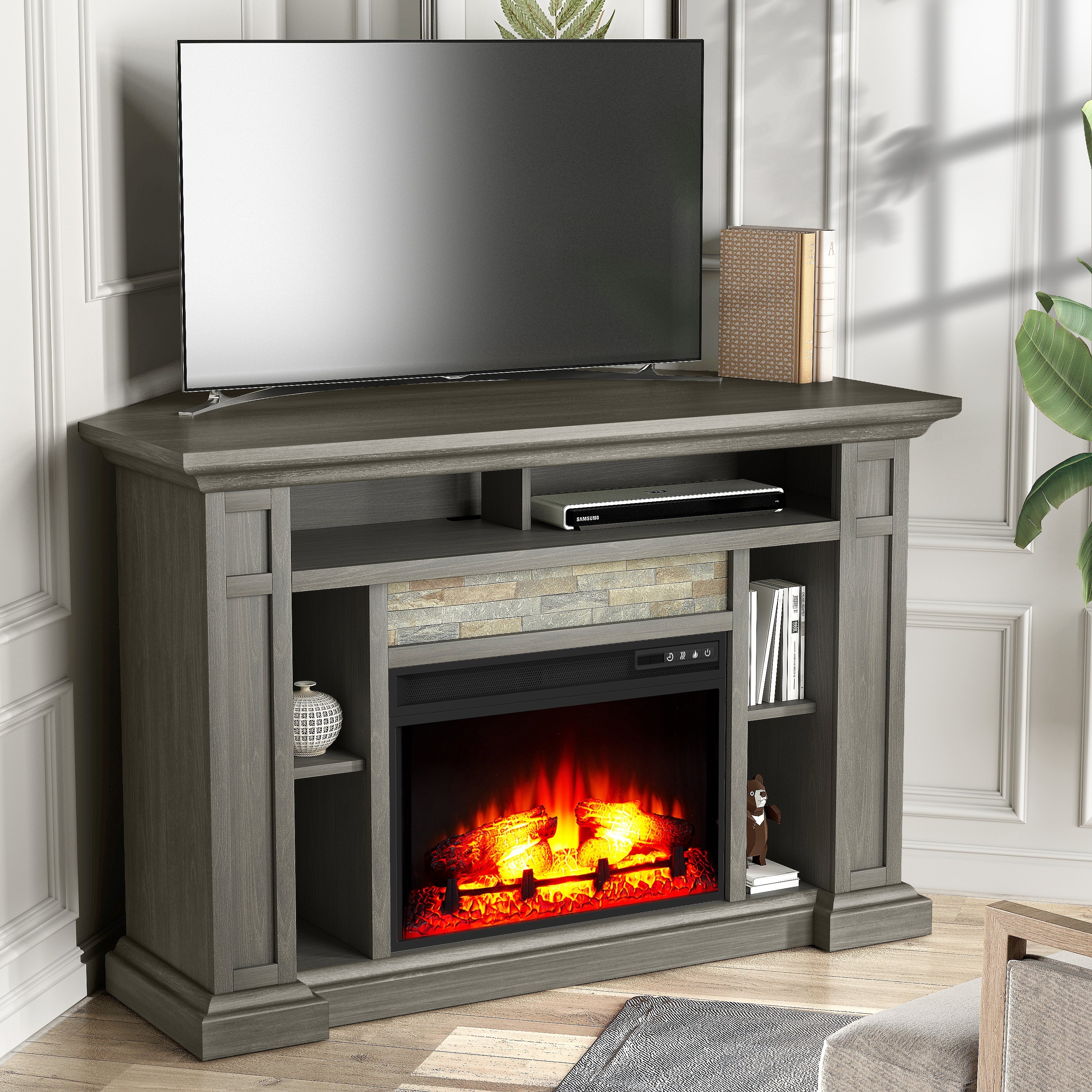 Corner electric fireplace with tv stand discount