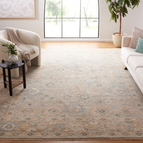 Safavieh Heritage Samarkand 3 x 5 Beige/Gray Indoor Floral/Botanical Oriental Handcrafted Throw Rug