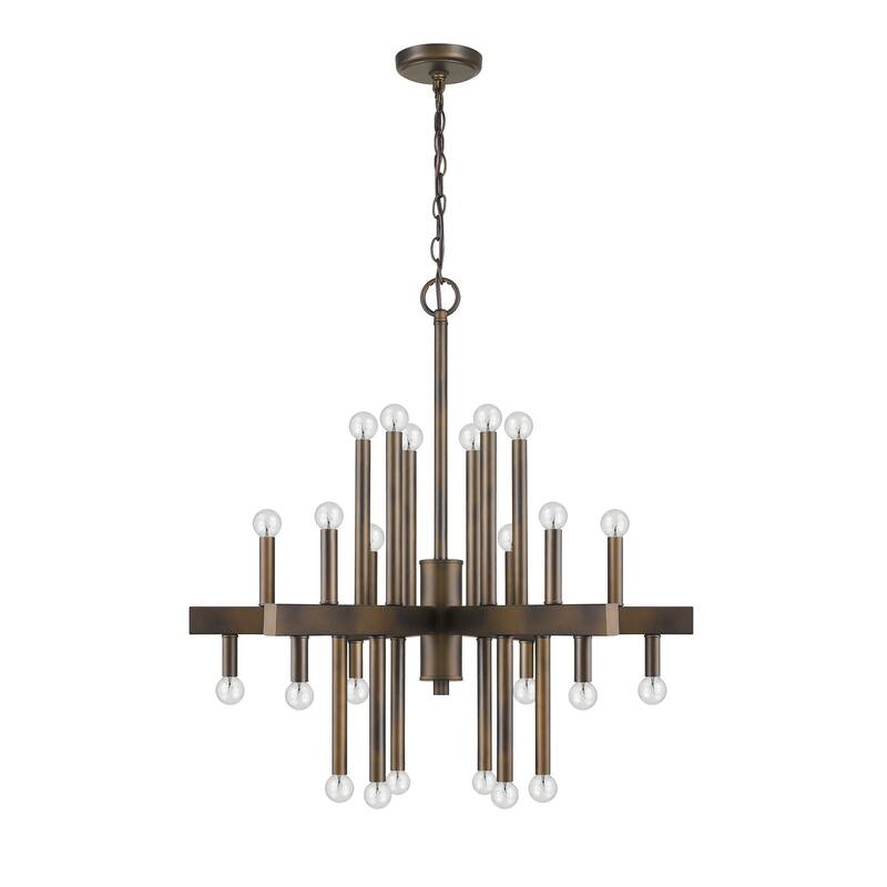 HomeRoots Brown Candle Style Multi Light Metal Dimmable Chandelier - 28' X '28.25' X '28
