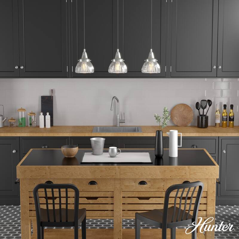 Hunter Cypress Grove 3-Light Linear Cluster Pendant - Kitchen Island, Dining Room - Industrial, Transitional, Modern