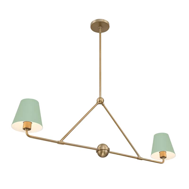 Xavier 2 Light Vibrant Gold and Green Chandelier - 42"W x 15"H x 6"D