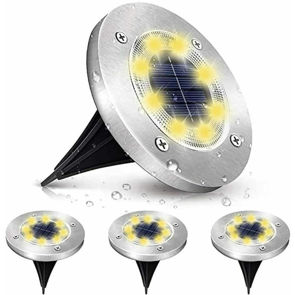 4pc 8 LED Solar Power Buried Light In-Ground Lamp Outdoor