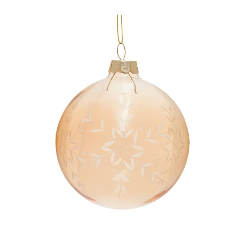 Club 12 Gold Etched Snowflake Glass Christmas Ball Onion Ornaments 4"