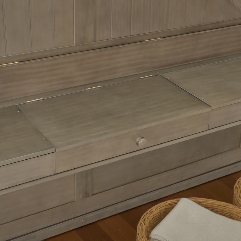 Queen Size Murphy Wall Bed with Storage, Foldable Cabinet Bed with Vanity Desk, Mirror & 2 Drawers