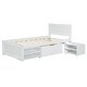 preview thumbnail 13 of 25, Twin Size Wooden Platform Bed Frame with one Storage Rack on Wheels, one Drawer & Two Shelves for Boys Girls, Noise-Free