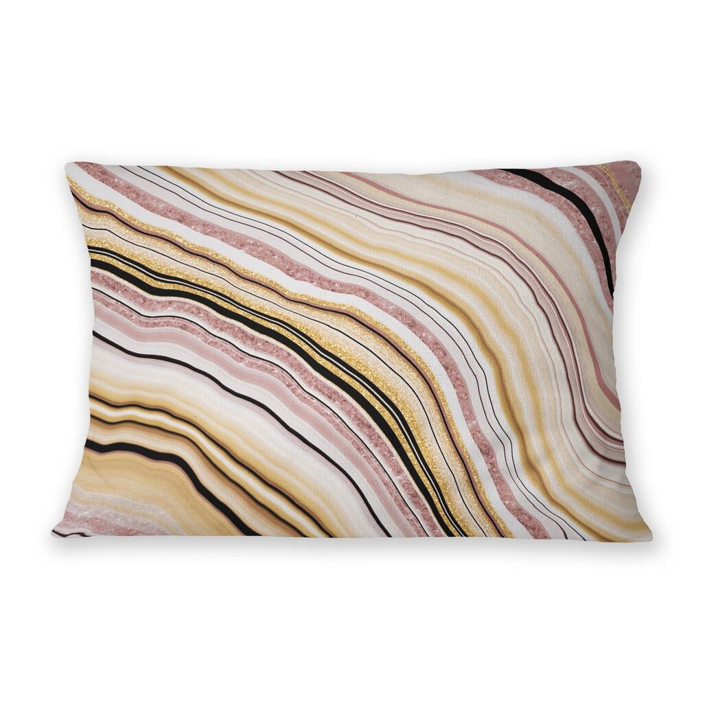 AGATE PINK Indoor|Outdoor Lumbar Pillow By Marina Gutierrez