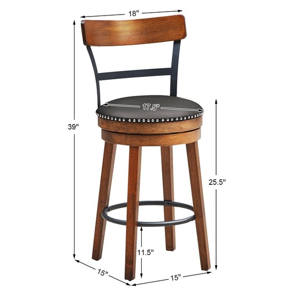 Gymax Set of 2 BarStool 25.5 Swivel Counter Height Dining Chair