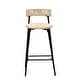 preview thumbnail 20 of 28, Hand Woven Bar Stools with Back Set of 2 Paper Rope Round Barstools with Footrest for Kitchen Island & Dining Rooms