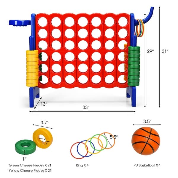 dimension image slide 3 of 8, Costway Giant 4 in A Row Jumbo 4-to-Score Game Set W/Storage Carrying - See Details