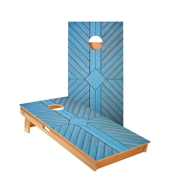 slide 2 of 5, Blue Panel Wood Cornhole Boards NO Bags - Add Board Lights