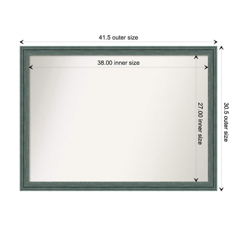 Upcycled Non-Beveled Wood Framed Wall Mirror - Upcycled Teal Grey - Glass Size 38x27