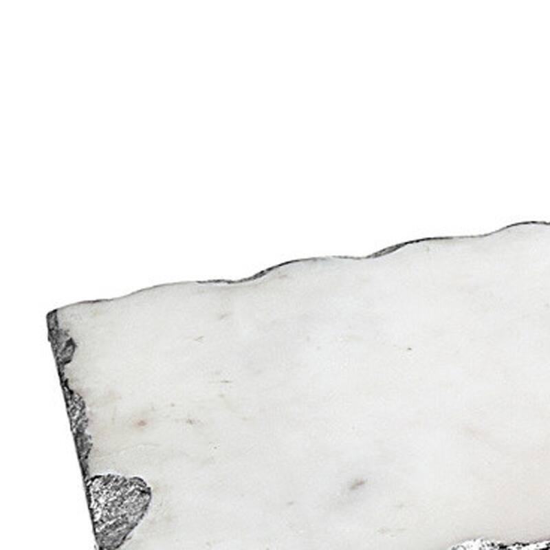 HomeRoots 18" White Rectangular Marble Vanity Tray