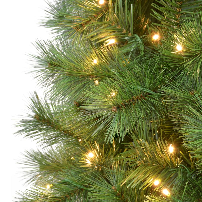 Puleo International Set of 2 Artificial Battery-Operated Pre-Lit Potted Wyoming Pine Trees