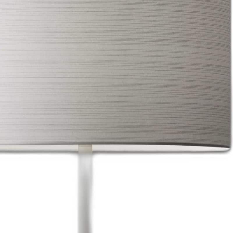 White Metal Base Table Lamp with Drum Paper Shade and Rotary Socket Switch - 11.5” x 11.5” x 22.5” (D x W x H)