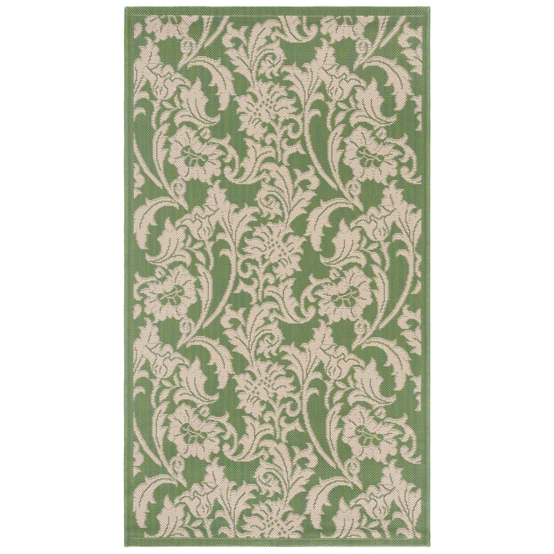 SAFAVIEH Courtyard Nedda Indoor/ Outdoor Waterproof Patio Backyard Rug - 4' x 5'7" - Green/Creme