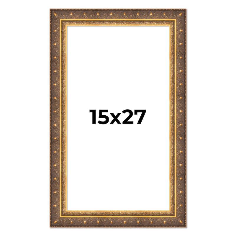 15x27 Frame Vintage Gold Solid Wood Picture Frame | 2.5 Inch Moulding