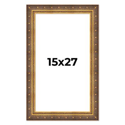 15x27 Frame Vintage Gold Solid Wood Picture Frame | 2.5 Inch Moulding