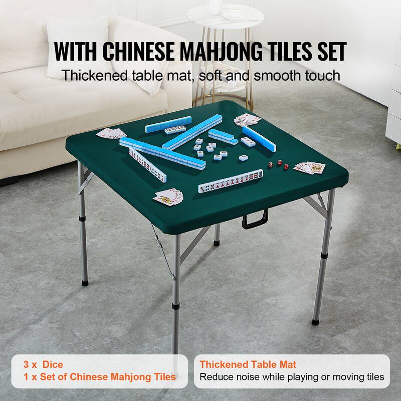 Mahjong Table Portable Domino Game Table with 1 Set of Dominoes for Mahjong Poke Puzzles