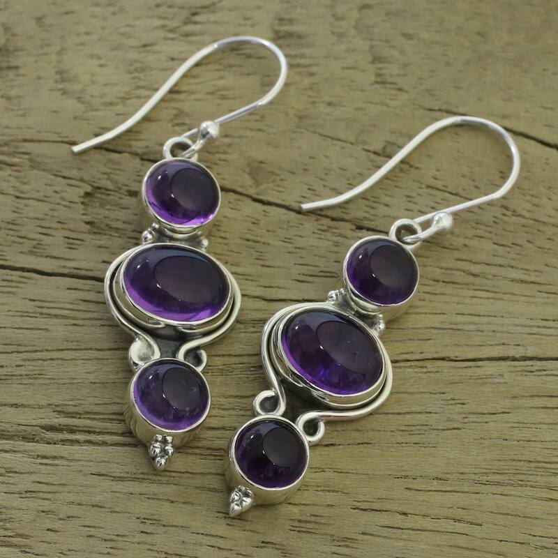 Novica Handmade Elegant Fantasy Amethyst Dangle Earrings