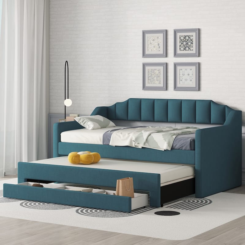 Upholstered Daybed with Trundle and 3 Drawers