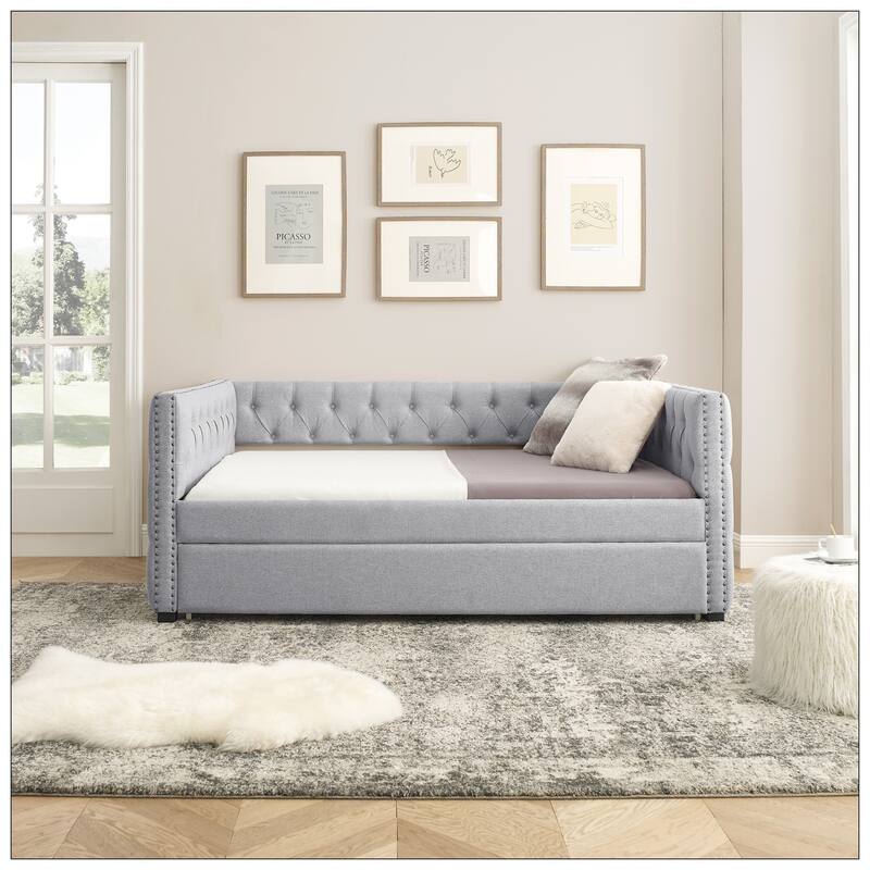 Full Upholstered Daybed with Twin Trundle