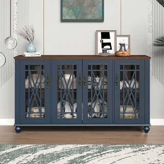 63" Vintage Style Wood Kitchen Accent Buffet Sideboard Cabinet - 63" in Width