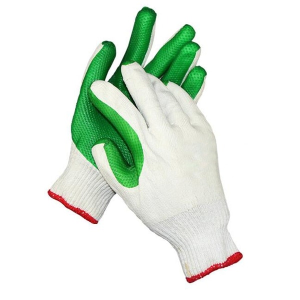 Work Universal Protection Cotton Yarn Glue Gloves - Green