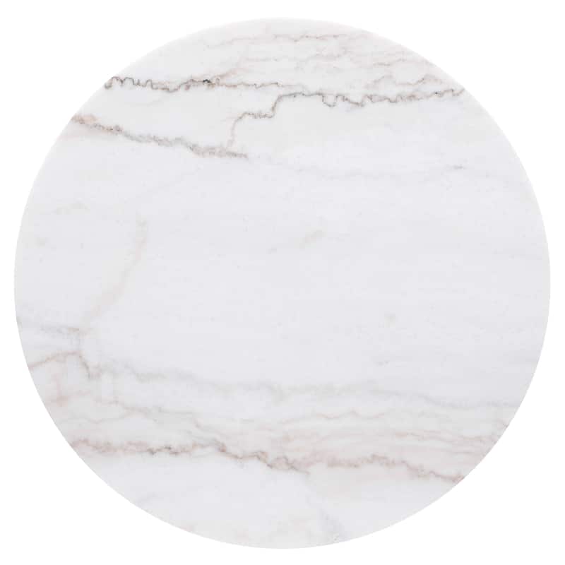 Jason Round Marble Top Side End Table White And Charcoal