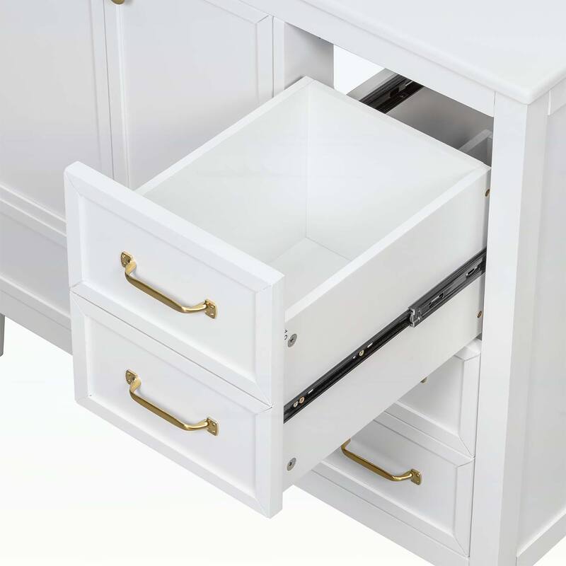 36-Inch Bathroom Vanity with Soft-Closing Drawers,Ceramic Sink,and Wood Frame
