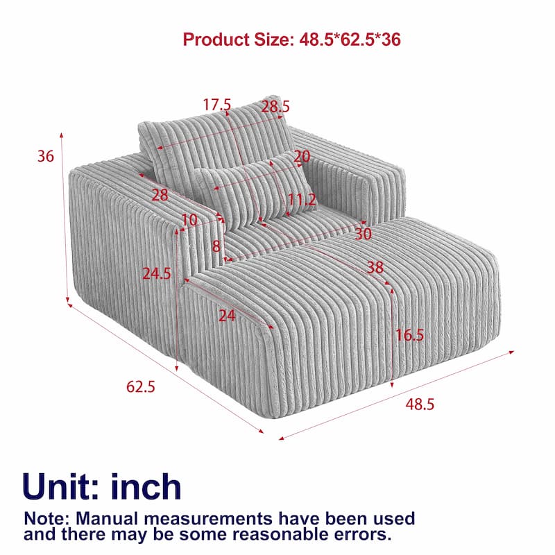 GDFStudio - Amelia Plush Corduroy Recliner Sofa with Removable Footrest for Relaxed Living Room Comfort
