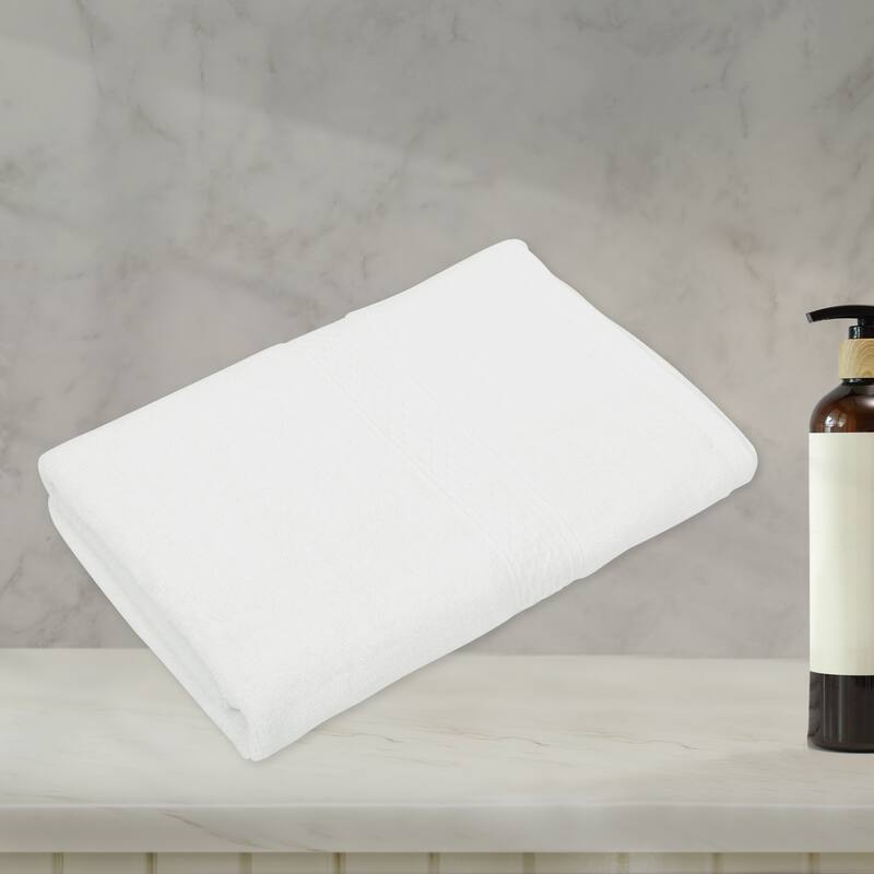 1 Pcs Cotton Bath Towel, Plain Soft Absorbent Cotton Bath Towel, Classic Design, 27.56" x 55.12" - White