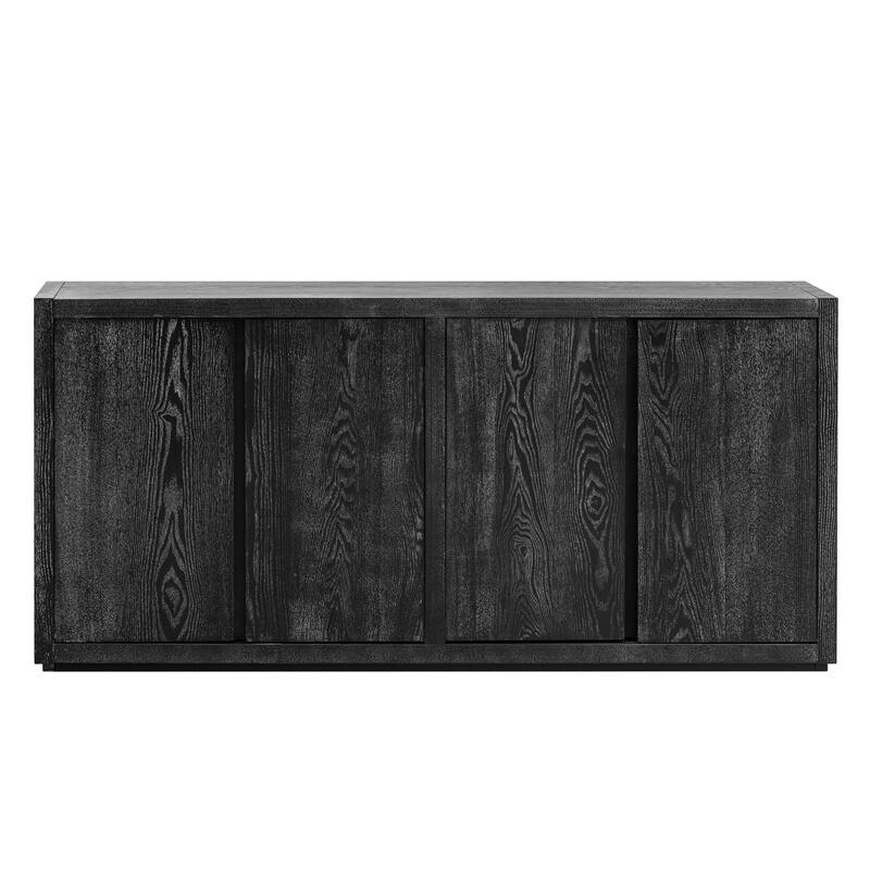 Four-Door Sideboard Buffet with Ash Veneer Finish and Adjustable Shelves for Living Room Storage