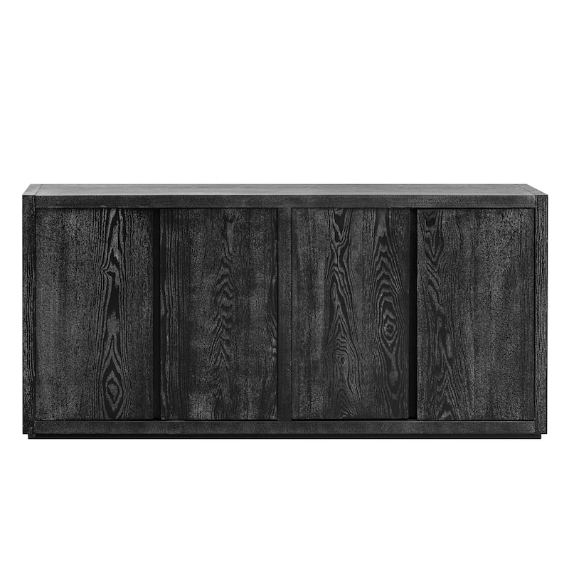 Modern Four-Door Accent Cabinet with Ash Veneer, Adjustable Shelves, Ideal for Living Room, Hallway, and Entryway Storage
