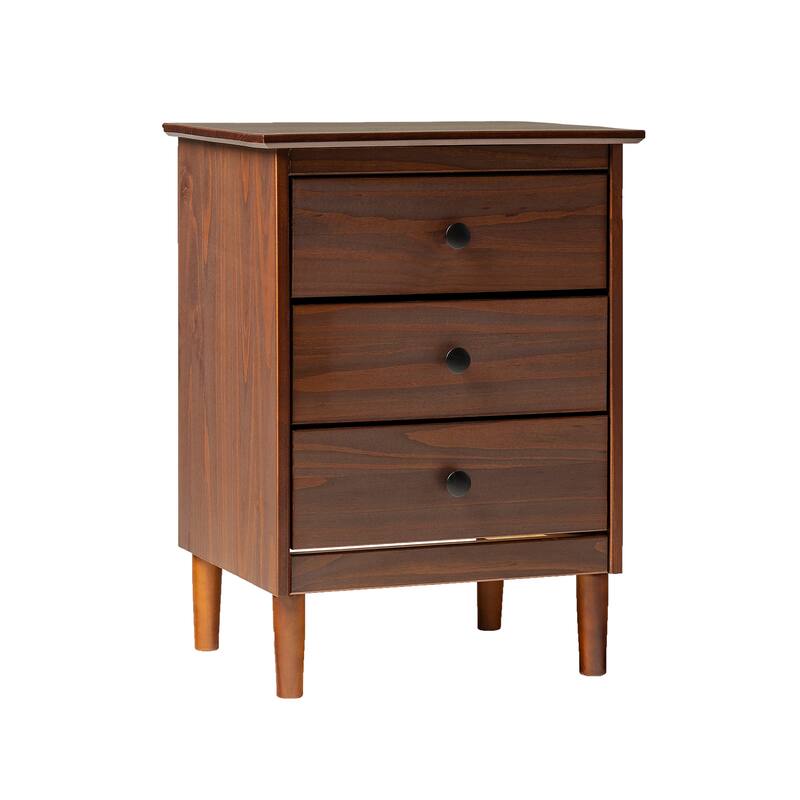Classic 3-Drawer Solid Wood Nightstand - Walnut - Walnut