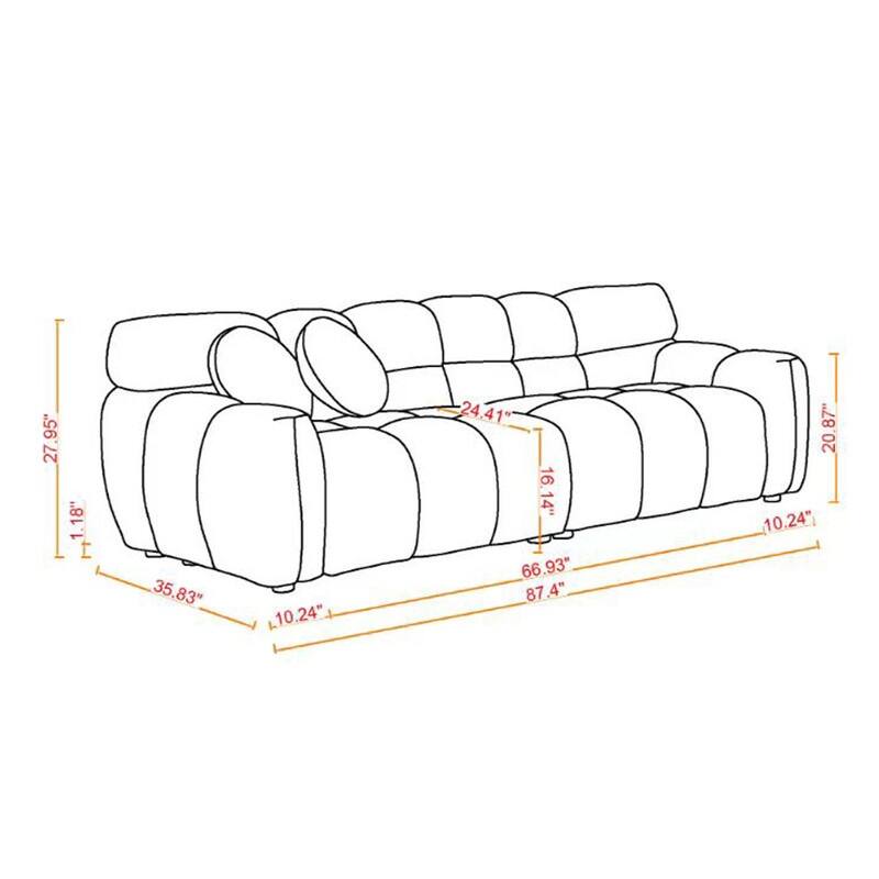 Two Sizes Of Teddy Velvet Upholstered Sofa
