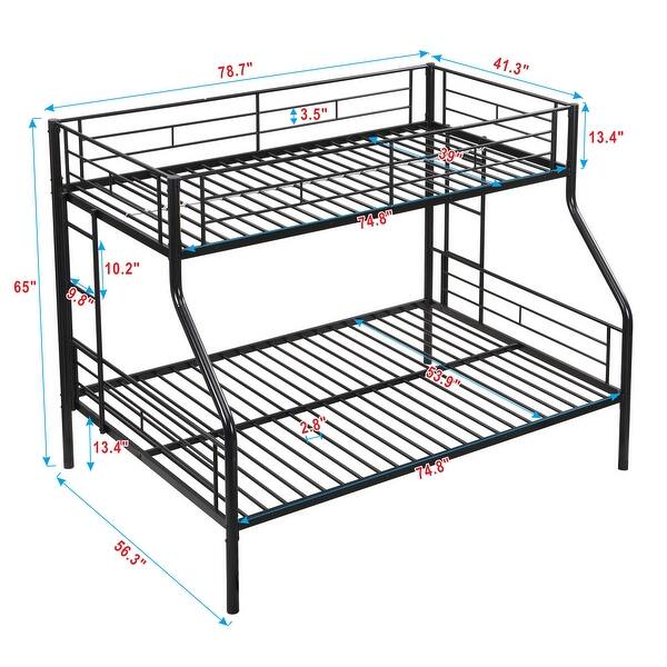 Twin Over Full Metal Bunk Bed with Sturdy Frame and Under Bed Storage Space