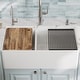 preview thumbnail 15 of 18, Karran 33" Double Bowl Workstation Fireclay Kitchen Sink with Reversible Fluted Apron Front