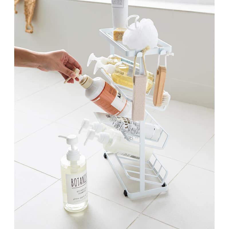 Yamazaki Home Shower Caddy - Three Sizes, Steel, Medium, Holds up to 9 dispensers, Holds 26.4 lbs
