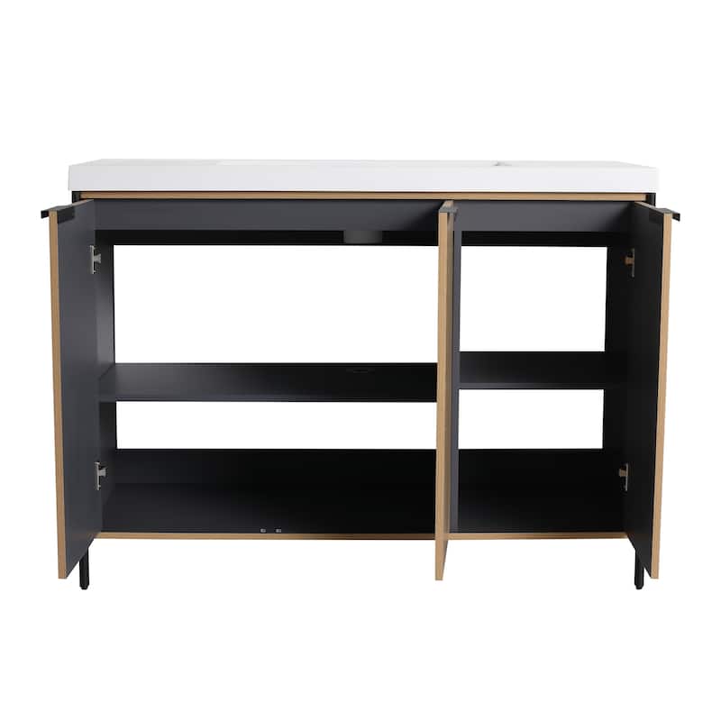 Beingnext 24"/30"/36"/48"/60" Bathroom Vanity with Sink, Freestanding Bathroom Vanity with Soft Close Door and Shelf