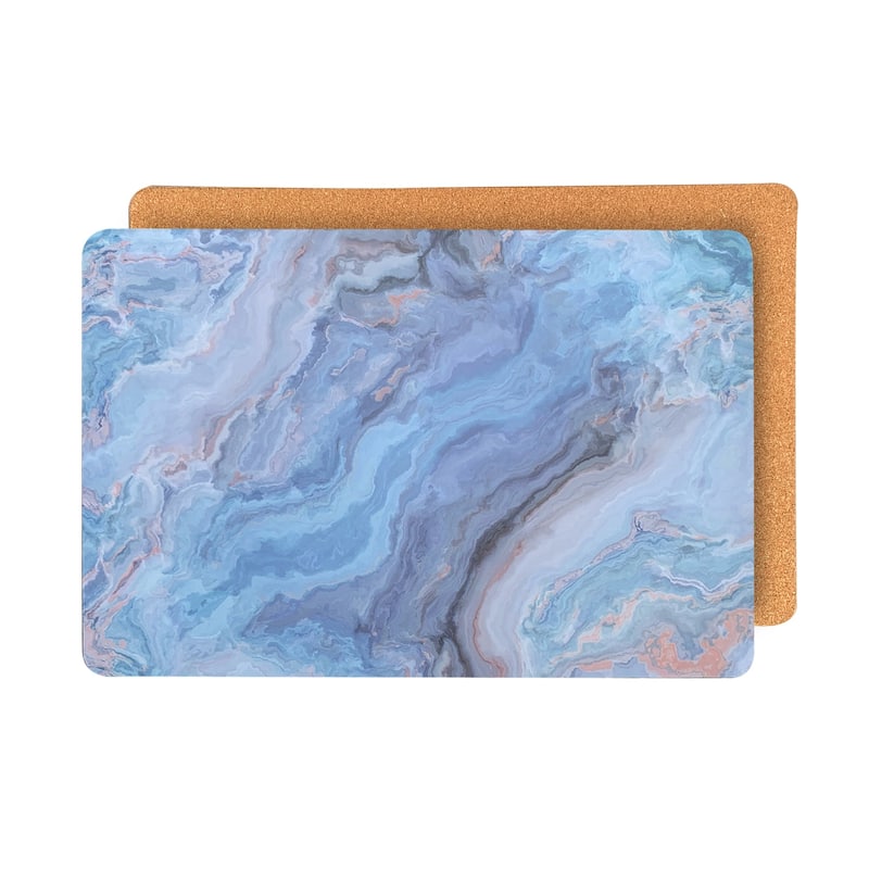 Dainty Home Marble Cork Placemat Set of 2 12" x 18'' in Blue