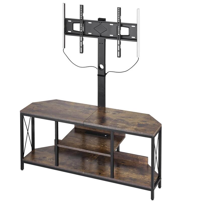 45 Inch TV Stand with Power Outlet, LED Lights, Adjustable Mount and Storage for TV - 45.3 x 13.8 x 20.5 in