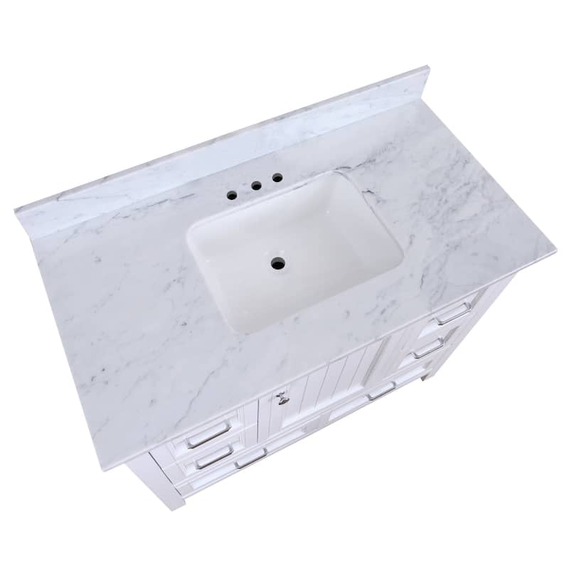 KitchenBathCollection Paige 42" Bathroom Vanity with Carrara Marble Top
