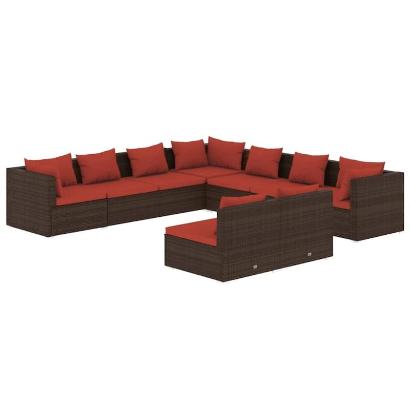 vidaXL Patio Lounge Set Outdoor Sectional Sofa Set Table Garden Poly Rattan - 27.6" x 27.6" x 23.8"