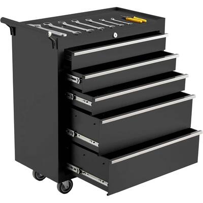 26-Inch 5-Drawer Rolling Tool Chest with Lockable Wheels - N/A