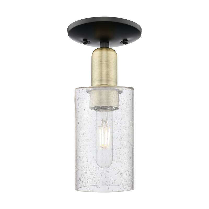Innovations Lighting Endless Possibilities Arcadia - Clymer - 1 Light 4" Semi-Flush Mount - Black Antique Brass/Seedy